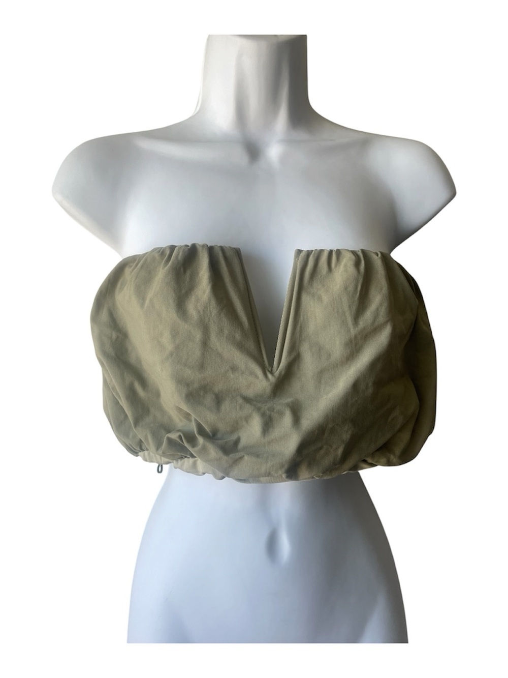 Hera Collection Olive Green Strapless V-Notch Crop Top